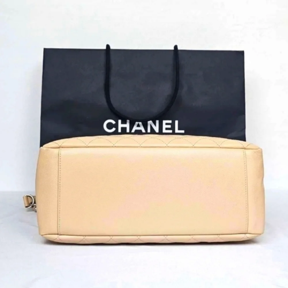 Chanel GST Caviar Beige/ Cream Quilted Tote/Shoulder Bag